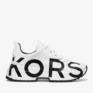 michael michael kors cosmo printed leather trainer